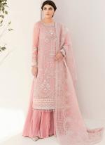 Georgette Peach Wedding Wear Embroidery Work Pakistani Suit